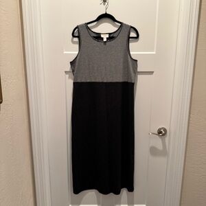 Talbots Sleeveless Striped Top Sheath Maxi Dress Charcoal Gray Size LP